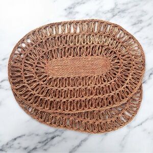 Juliska Straw Loop Oval Placemats (Set of 2) Wicker Boho Bohemian Home Decor